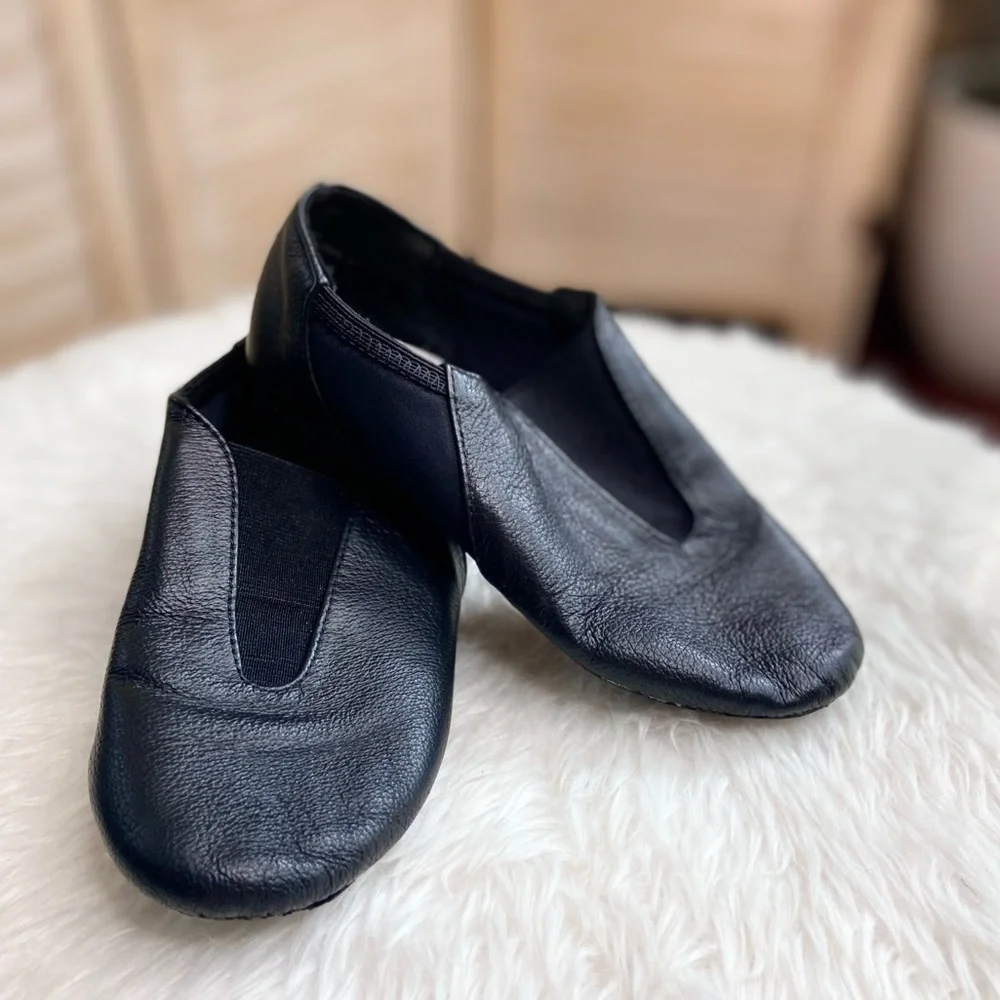 •Theatricals• black leather jazz shoes with Neoprene